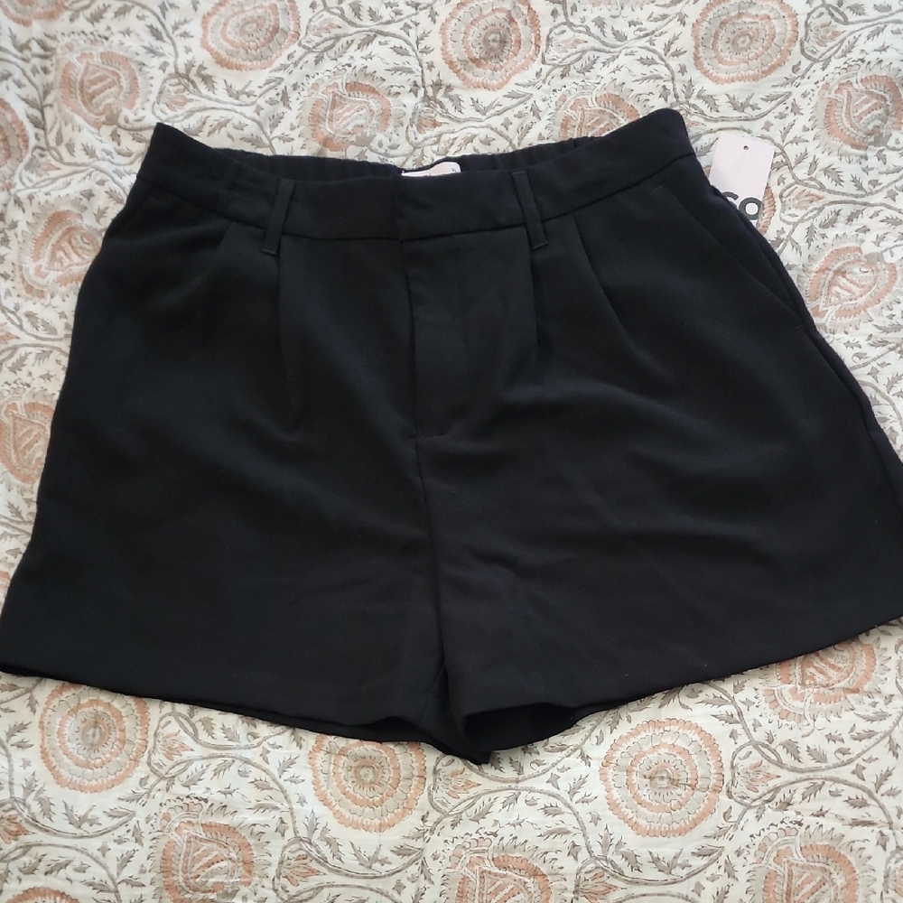 SO Black High Waist Dress Shorts